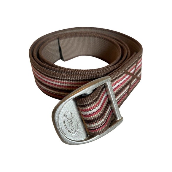 Chaco Accessories - Chaco Unisex Canvas Nylon Webbing Belt Sz L Adjustable Brown Multi Stripe